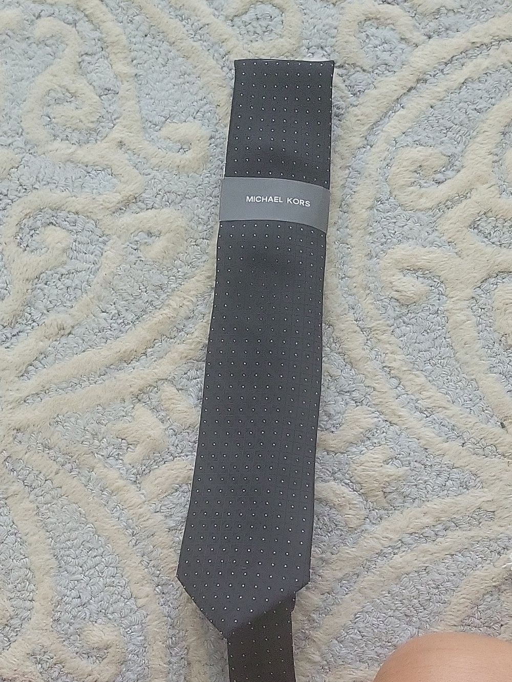 Michael Kors Black Silk Tie with Subtle Dot Texture, NWT